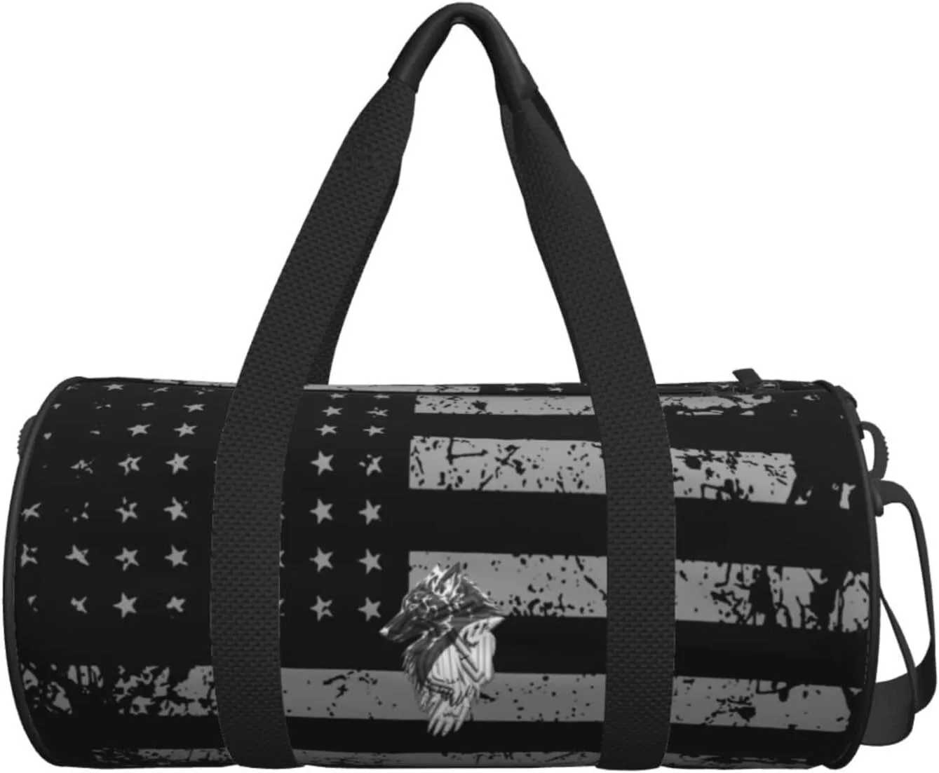 Viking Norse Wolf Raven Travel Luggage Duffel Bag Sports Rolling Foldable Duffel Bag, Black