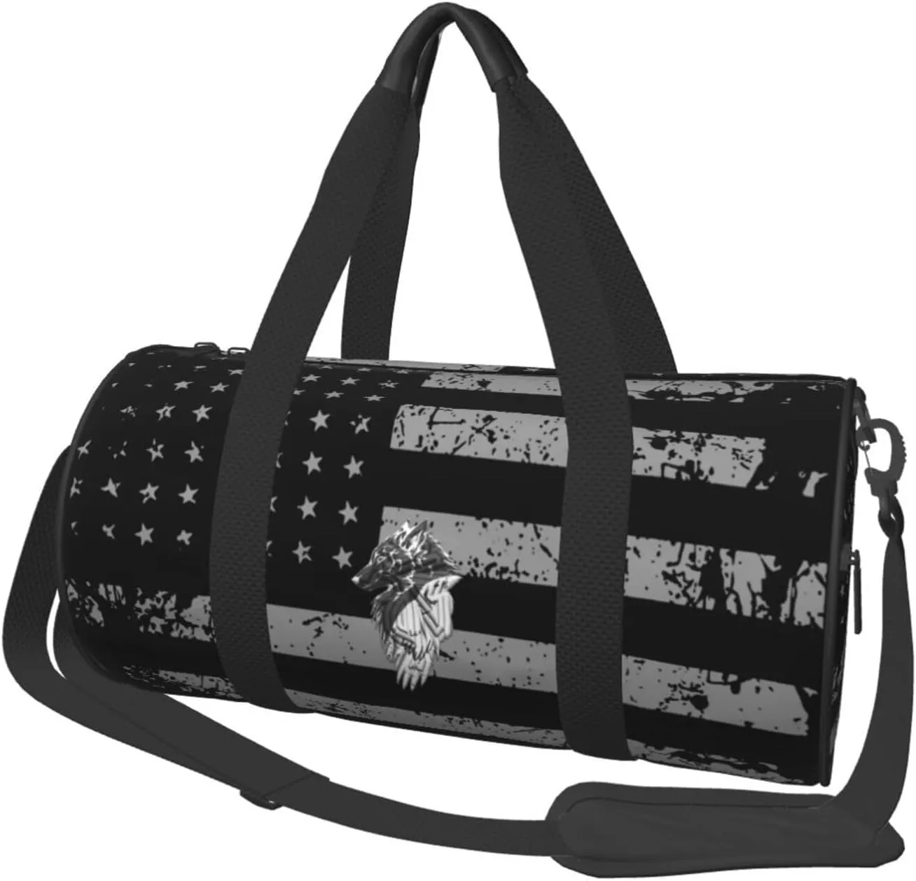 Viking Norse Wolf Raven Travel Luggage Duffel Bag Sports Rolling Foldable Duffel Bag, Black