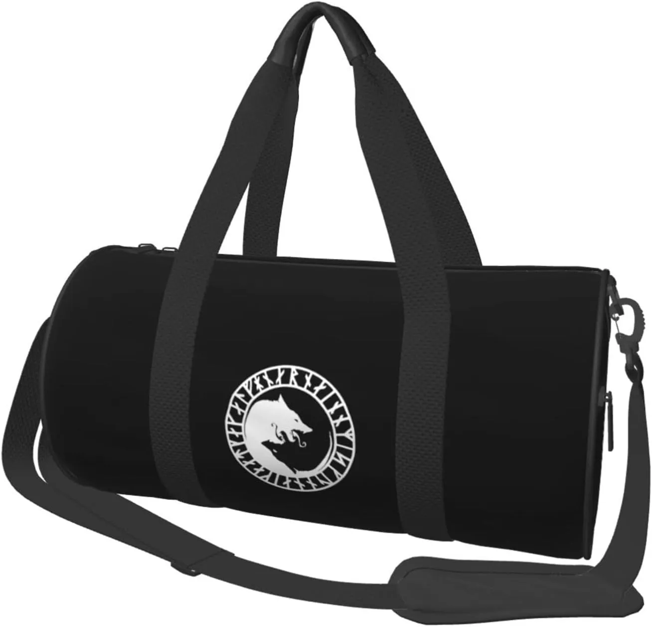 Viking Norse Wolf Travel Luggage Duffel Bag Sports Rolling Foldable Duffel Bag, Black