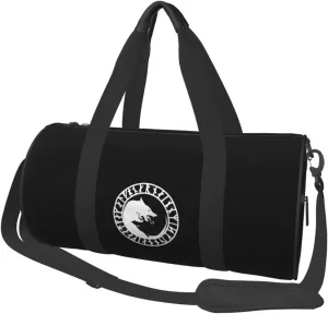 Viking Norse Wolf Travel Luggage Duffel Bag Sports Rolling Foldable Duffel Bag, Black