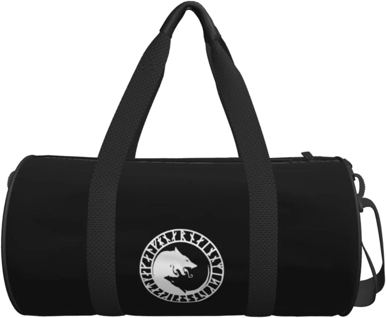 Viking Norse Wolf Travel Luggage Duffel Bag Sports Rolling Foldable Duffel Bag, Black