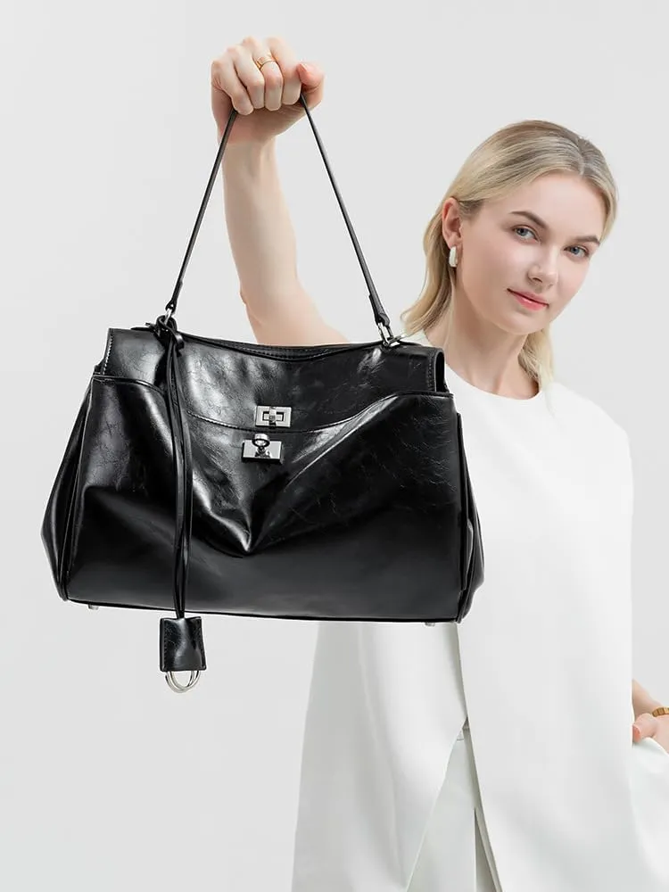 Vintage European Style Large Capacity Top Handle & Crossbody Tote Bag for Women – Fashion Commuter Shoulder Purse
