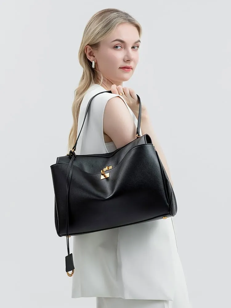 Vintage European Style Large Capacity Top Handle & Crossbody Tote Bag for Women – Fashion Commuter Shoulder Purse