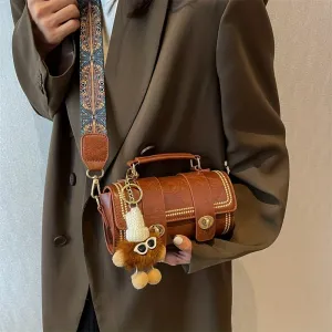 Vintage Square Handbags, Ethnic Style Crossbody Bag, Women's Mini Flap Purse With Buckle Decor (19.0*8.99*10.01cm)
