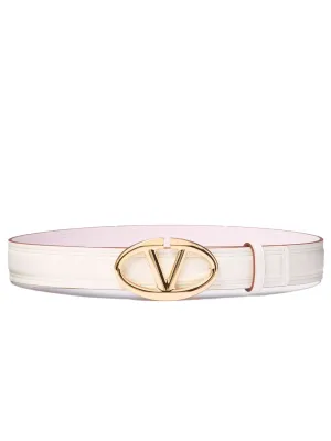 VLogo Moon Reversible Belt in Ivory and Mauve