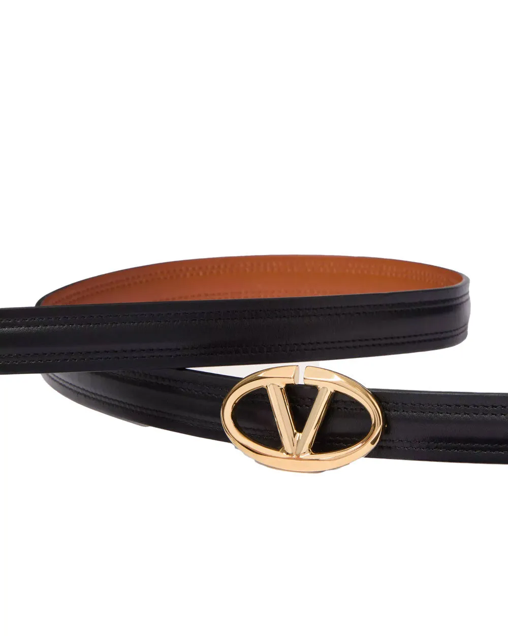 VLogo Moon Reversible Belt in Tan and Nero