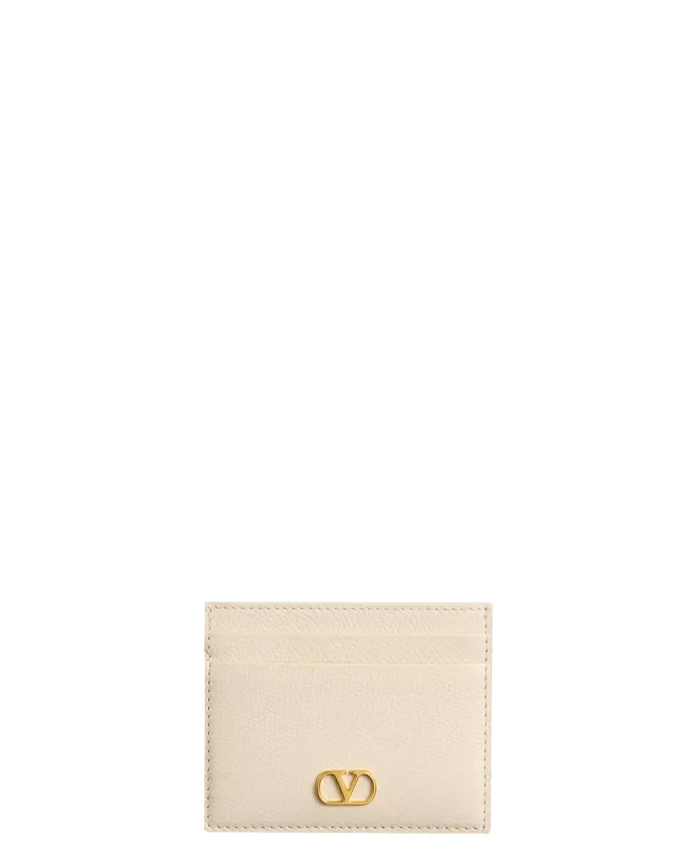 VLogo Signature Soft Grain Card Case in Light Ivory