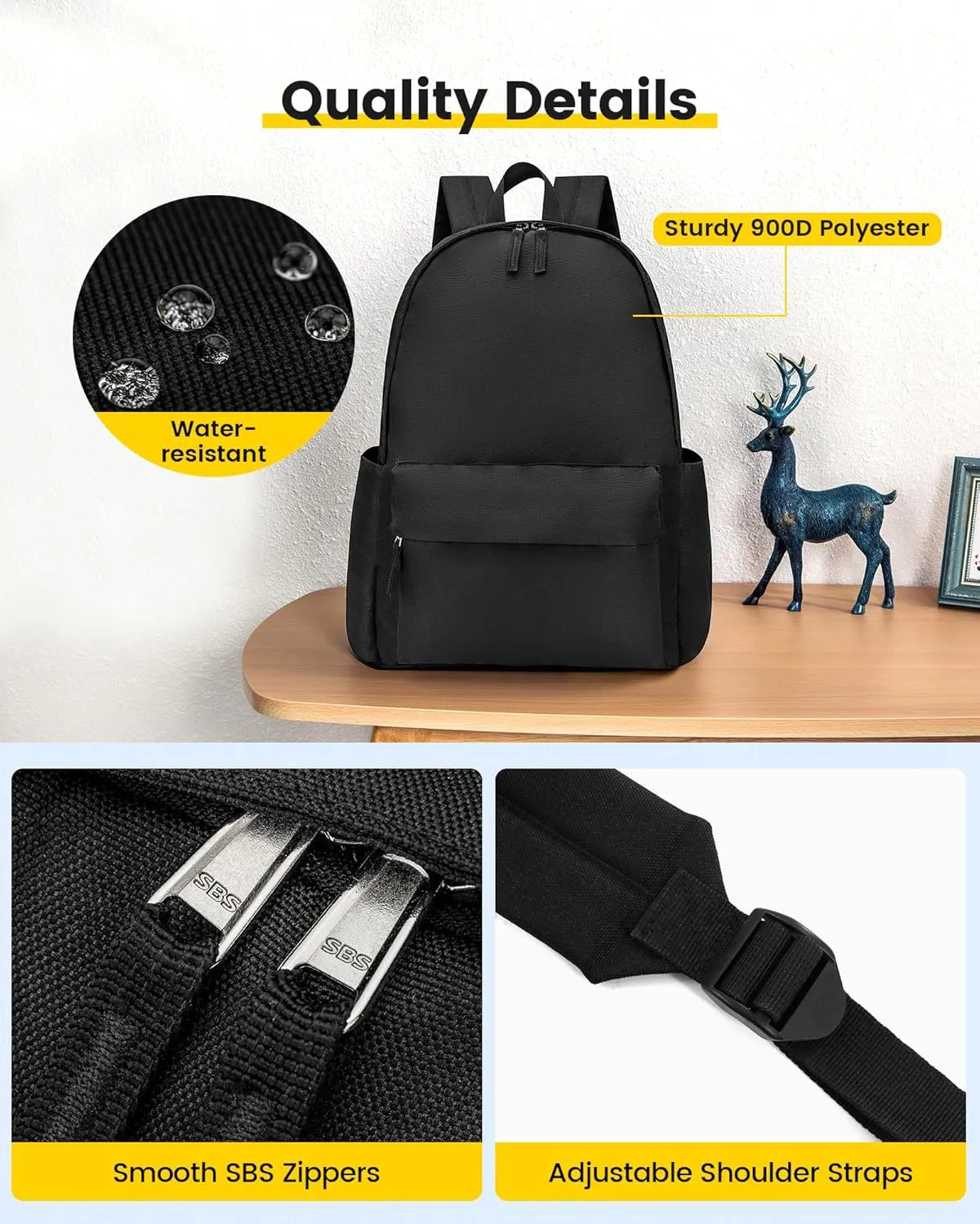 Vorspack Backpack for Men and Women - Basic Bookbag Casual Daypack Backpacks for College Work Travel