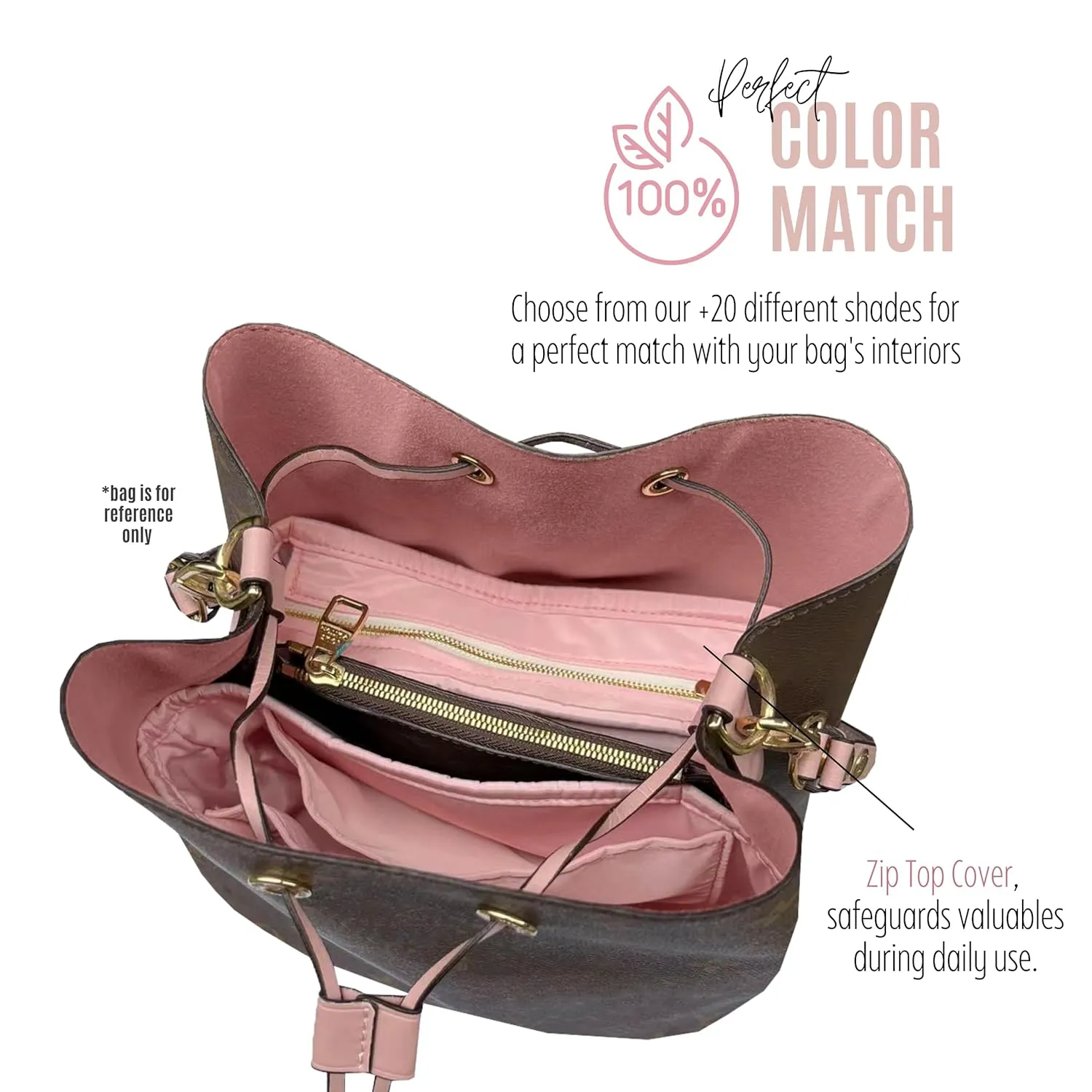 Water Resistant Nylon Purse Organizer for Neonoe Bag, Lv Neonoe Organizer, Neonoe BB Organizer Handmade Snug Sturdy Gold Zipper FULL Set of 2 (For Neonoe BB, Scarlet)