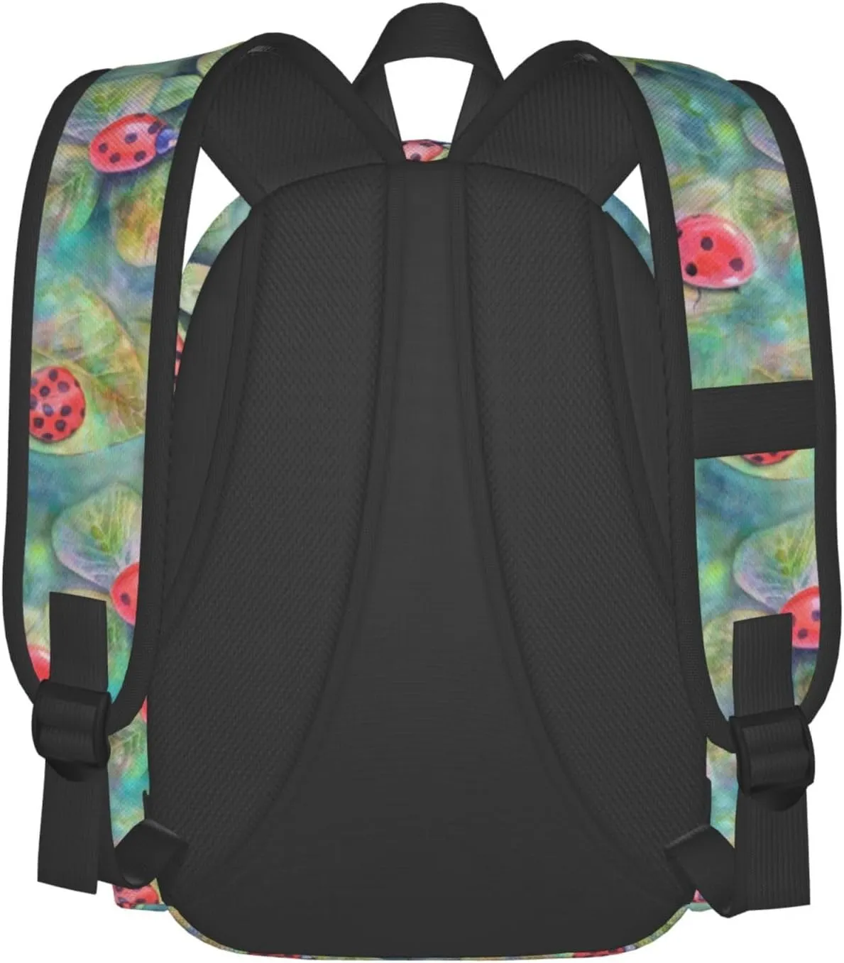 Watercolor Botanical Summer Colorful Ladybugs Meadow Herbs Grasses Laptop Backpack Shoulder Bag Laptop Pack Travel Backpacks Commuter Back Pack Casual Daypack Bags With Side Pockets