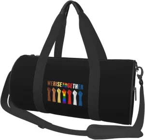 We Rise Together Equality Social Justice Travel Luggage Duffel Bag Sports Rolling Foldable Duffel Bag, Black