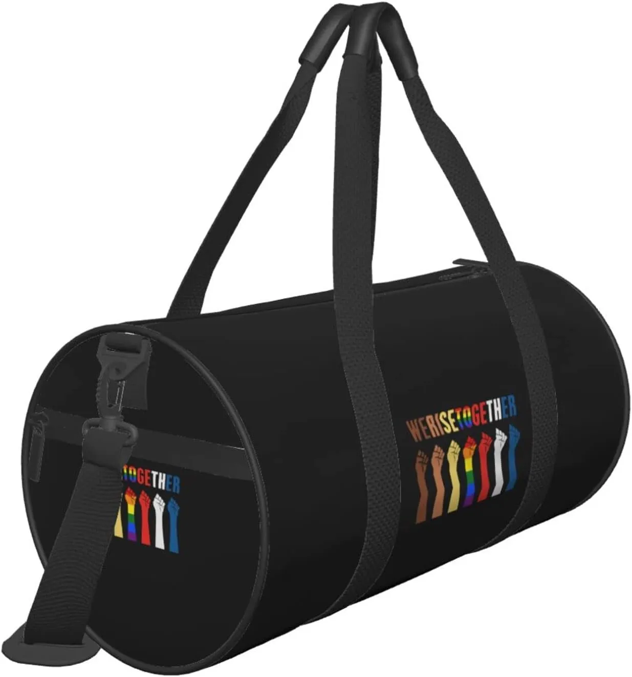 We Rise Together Equality Social Justice Travel Luggage Duffel Bag Sports Rolling Foldable Duffel Bag, Black