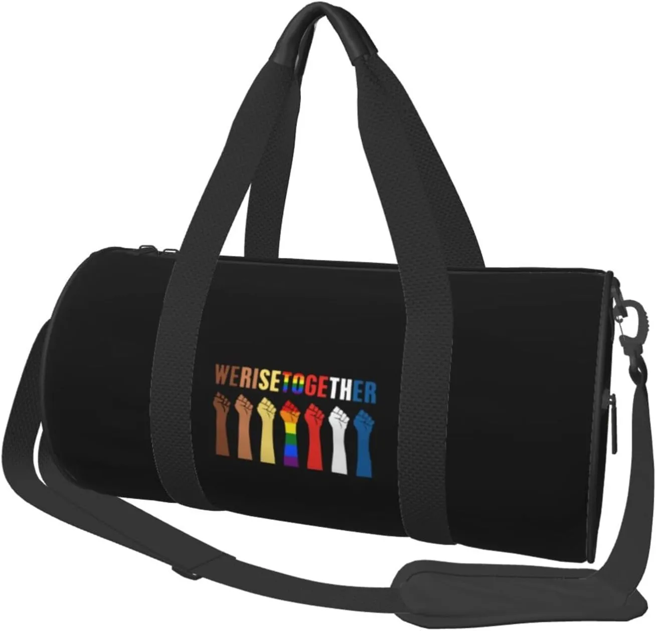 We Rise Together Equality Social Justice Travel Luggage Duffel Bag Sports Rolling Foldable Duffel Bag, Black