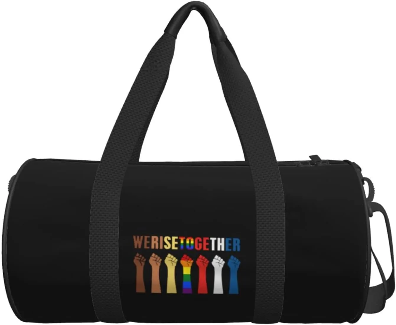 We Rise Together Equality Social Justice Travel Luggage Duffel Bag Sports Rolling Foldable Duffel Bag, Black