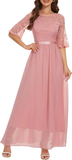 Wedtrend Women's Formal Dress 2024 Wedding Guest Dress Bell Sleeve Bridesmaid Dress Maxi Evening Dress