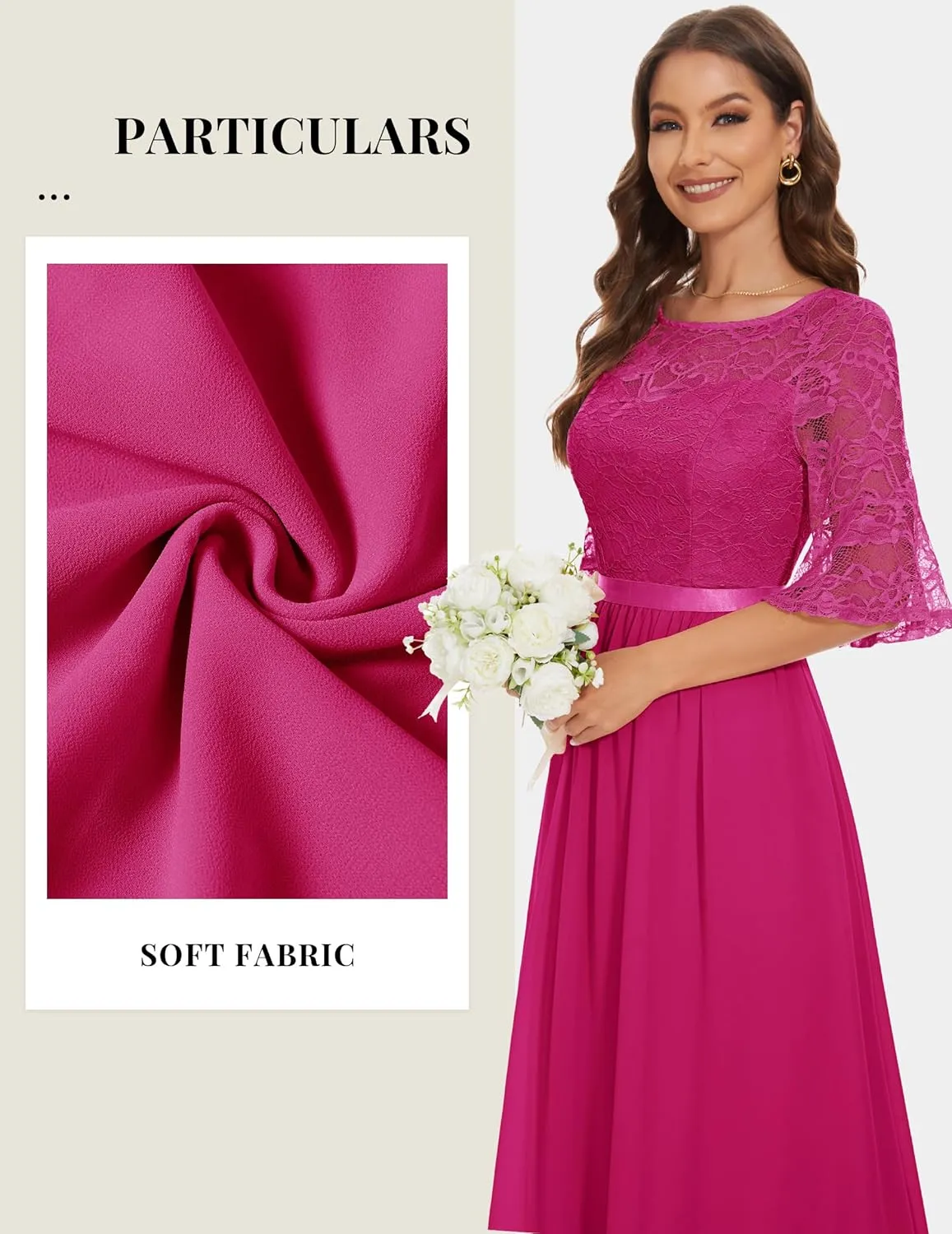 Wedtrend Women's Formal Dress 2024 Wedding Guest Dress Bell Sleeve Bridesmaid Dress Maxi Evening Dress
