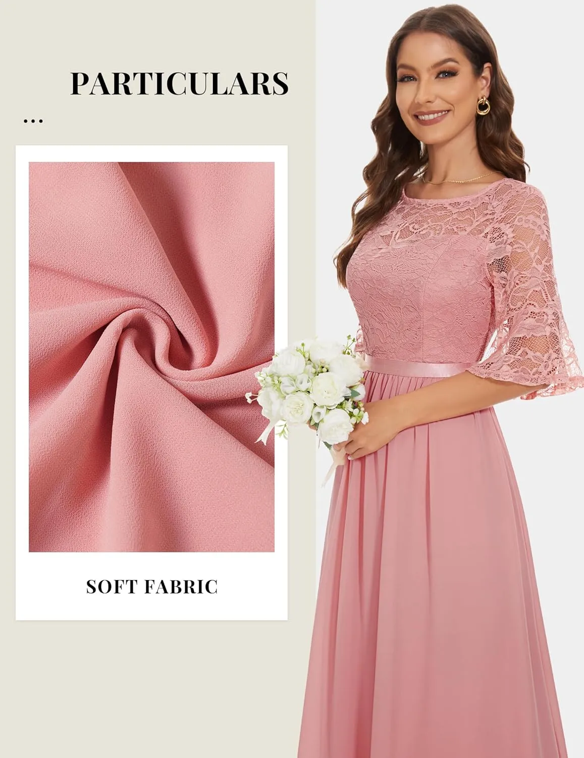 Wedtrend Women's Formal Dress 2024 Wedding Guest Dress Bell Sleeve Bridesmaid Dress Maxi Evening Dress