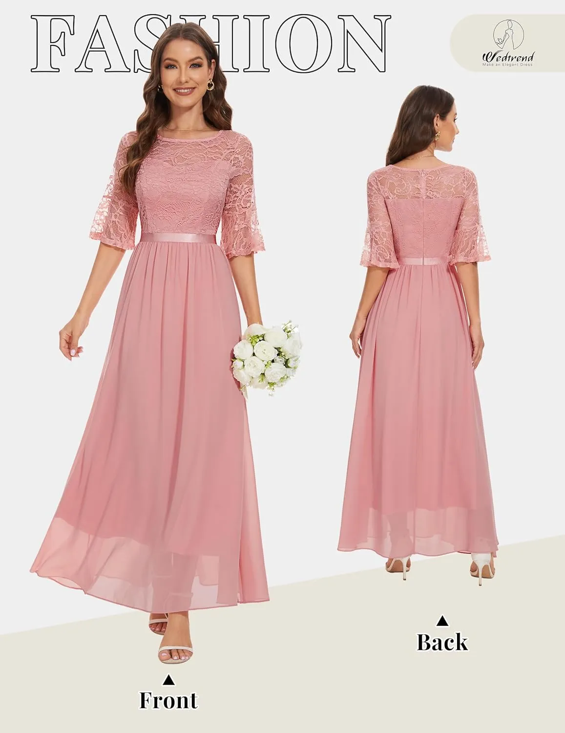 Wedtrend Women's Formal Dress 2024 Wedding Guest Dress Bell Sleeve Bridesmaid Dress Maxi Evening Dress