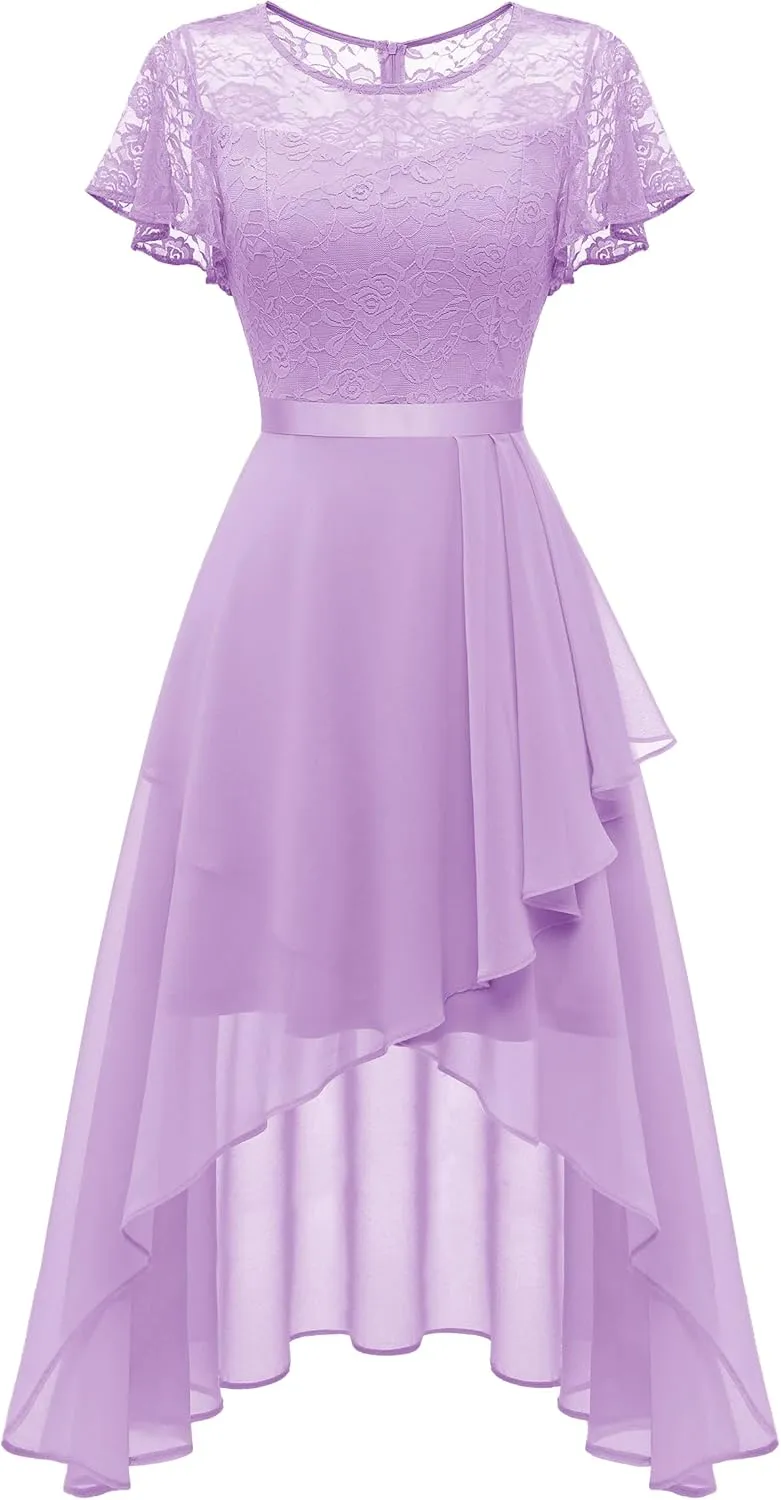 Wedtrend Women's Formal Dress Ruffle Cocktail Party Dress Flutter Sleeve Fall Wedding Guest Dress