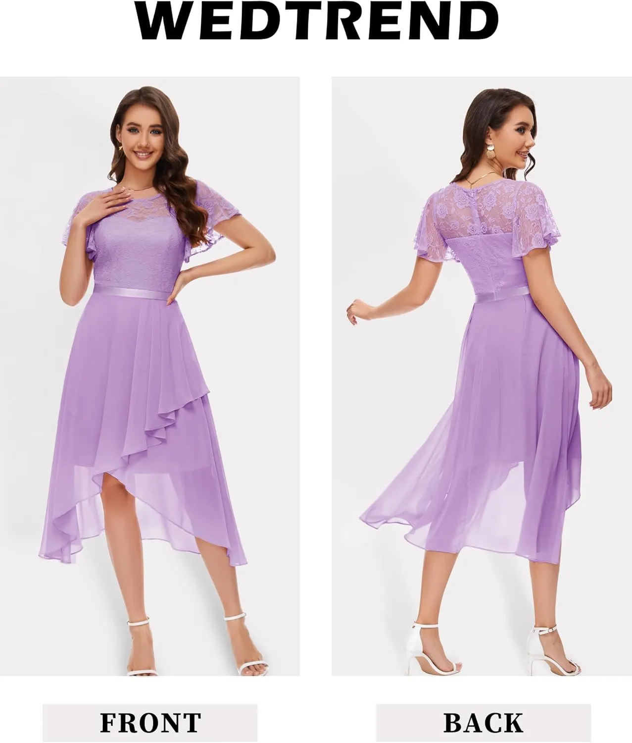Wedtrend Women's Formal Dress Ruffle Cocktail Party Dress Flutter Sleeve Fall Wedding Guest Dress
