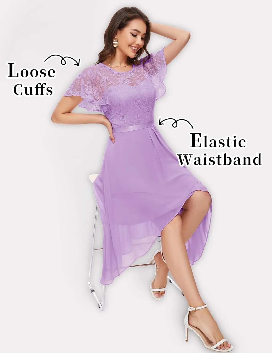 Wedtrend Women's Formal Dress Ruffle Cocktail Party Dress Flutter Sleeve Fall Wedding Guest Dress