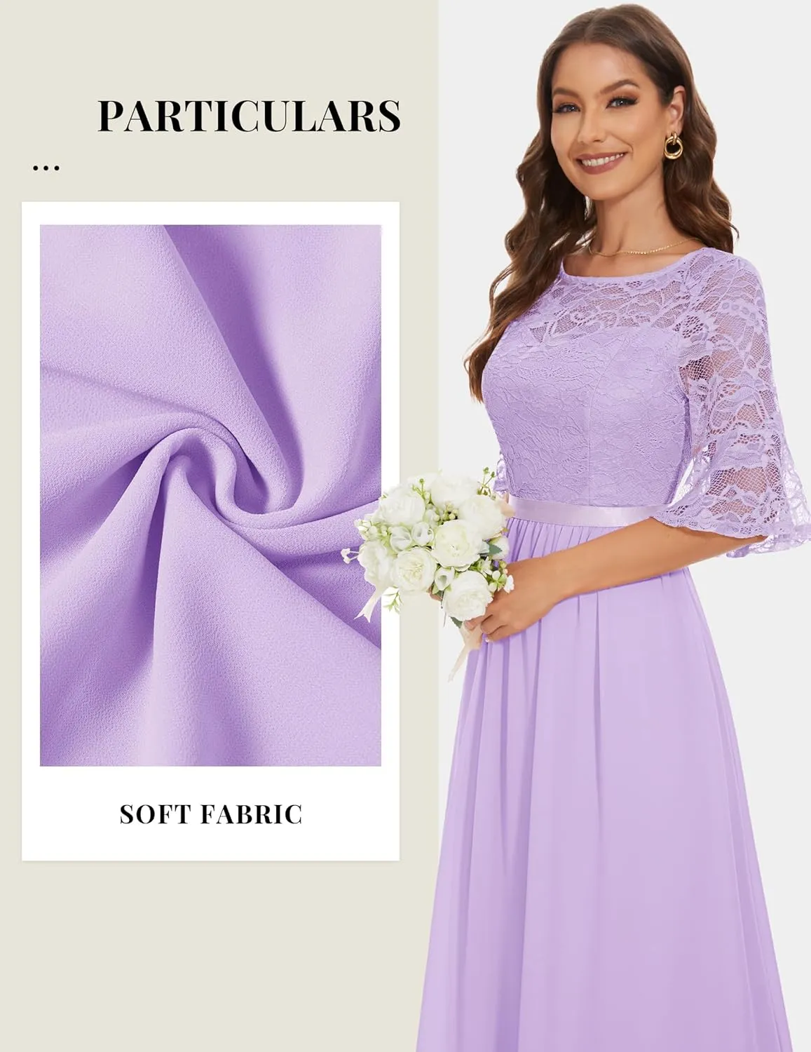 Wedtrend Women's Formal Dresses 2025 Wedding Guest Dress Bell Sleeve Bridesmaid Dresses Maxi Evening Dress