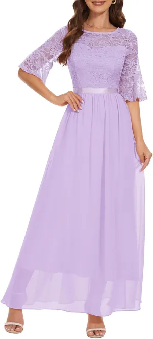 Wedtrend Women's Formal Dresses 2025 Wedding Guest Dress Bell Sleeve Bridesmaid Dresses Maxi Evening Dress