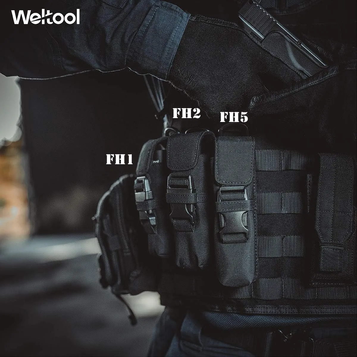Weltool FH5 Flashlight Holster, Cordura Fabric with UTX-DURAFLEX Buckle, Molle System
