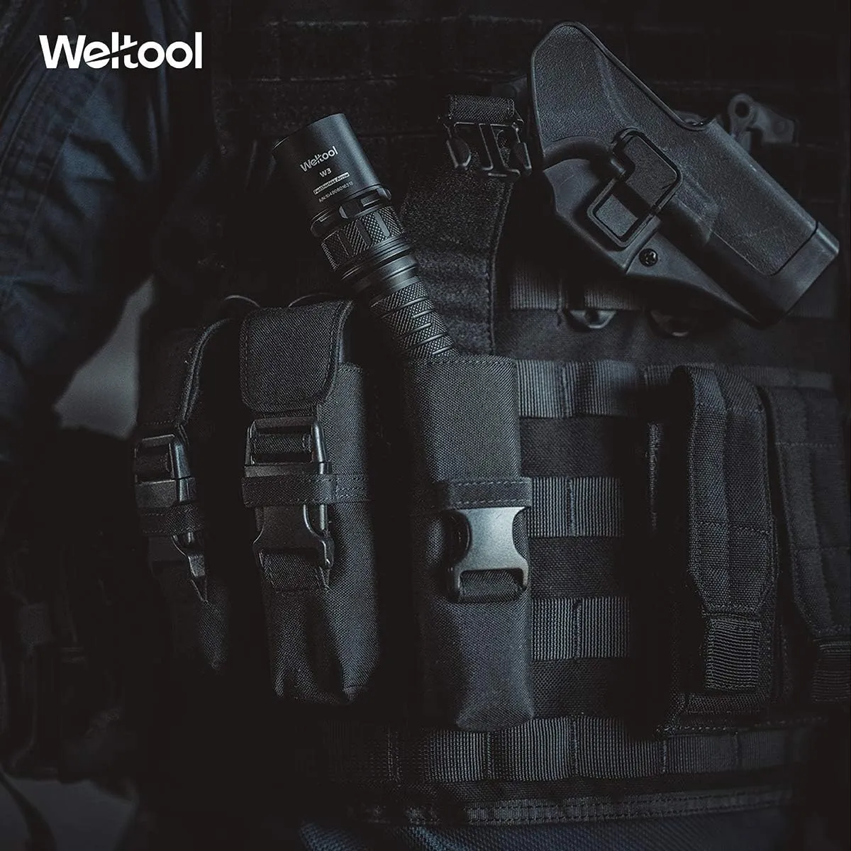 Weltool FH5 Flashlight Holster, Cordura Fabric with UTX-DURAFLEX Buckle, Molle System