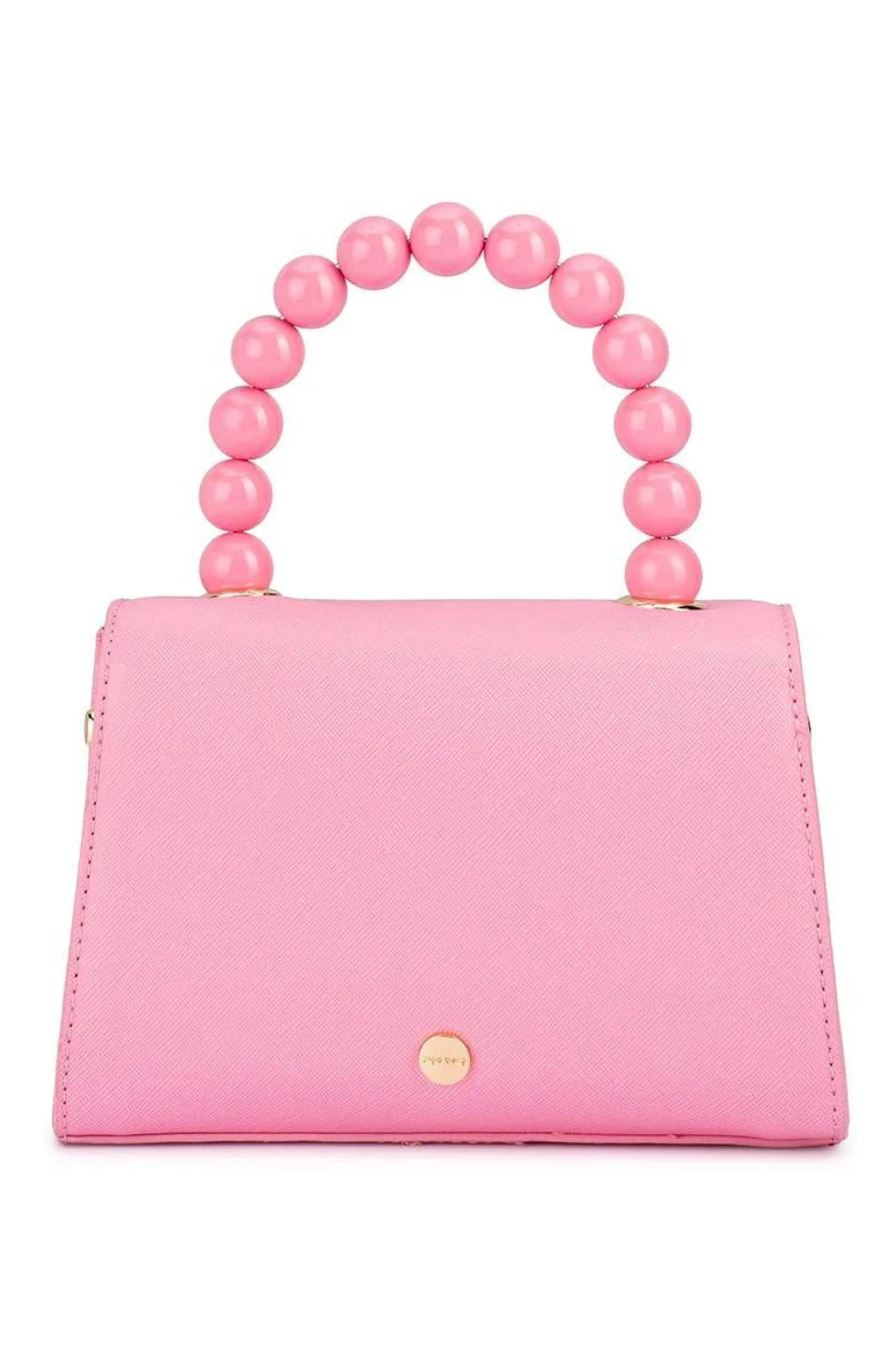 Wendy Acrylic Bead Handle Bag - Pink