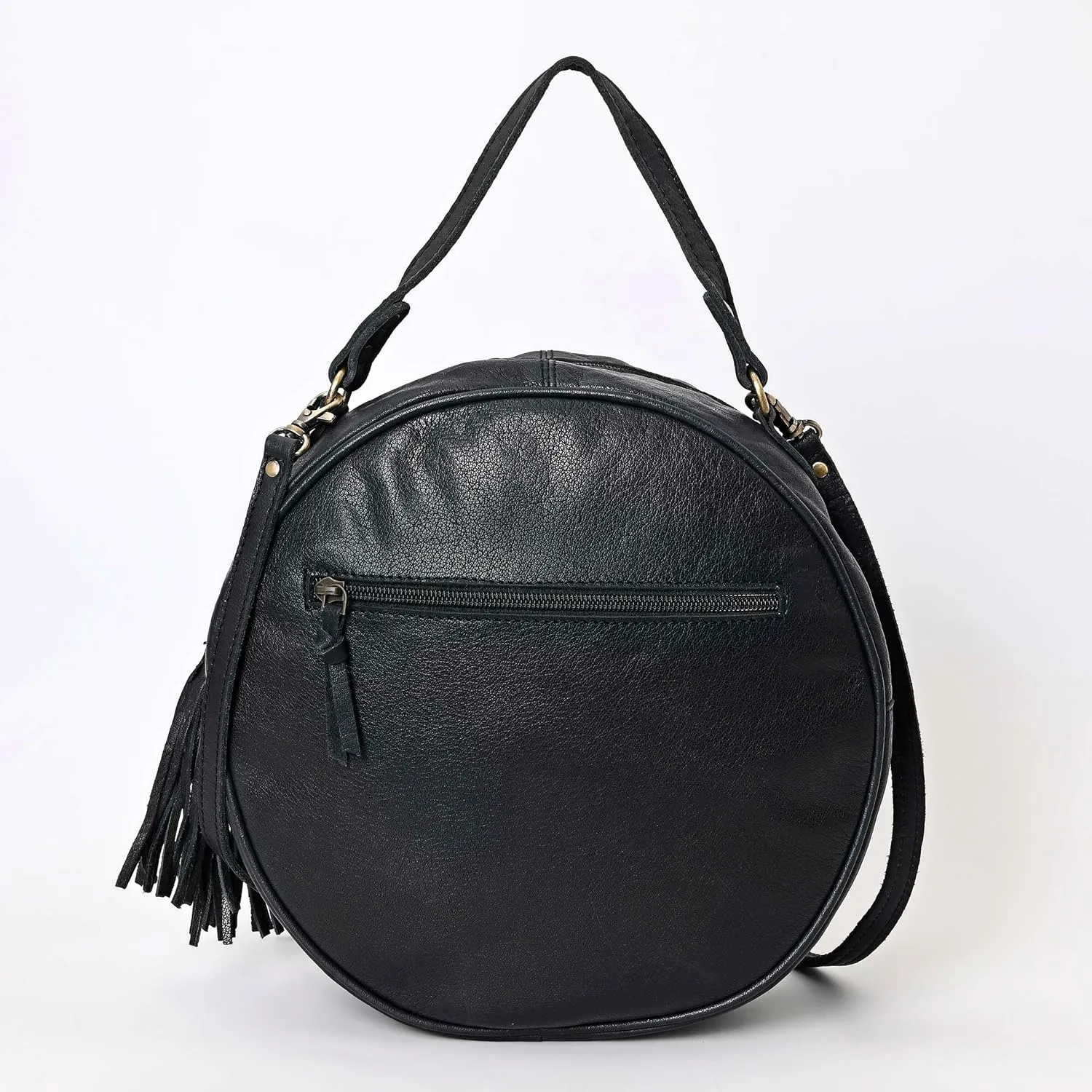 western Handtooled Cowhide Hairon Canteen Crossbody bag with Adjustable Detachable Leather Strap,Antique dye finish