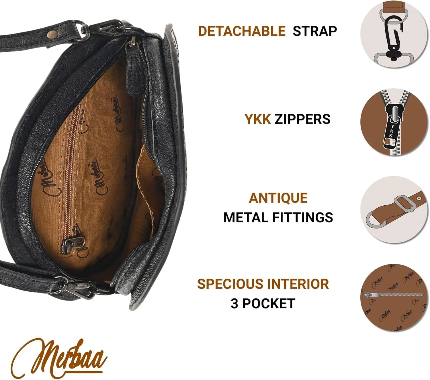 western Handtooled Cowhide Hairon Canteen Crossbody bag with Adjustable Detachable Leather Strap,Antique dye finish