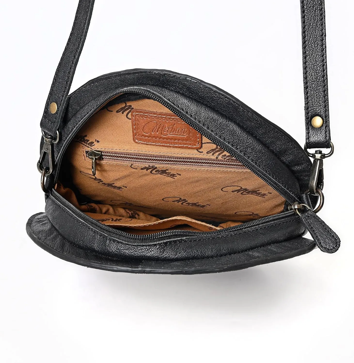 western Handtooled Cowhide Hairon Canteen Crossbody bag with Adjustable Detachable Leather Strap,Antique dye finish