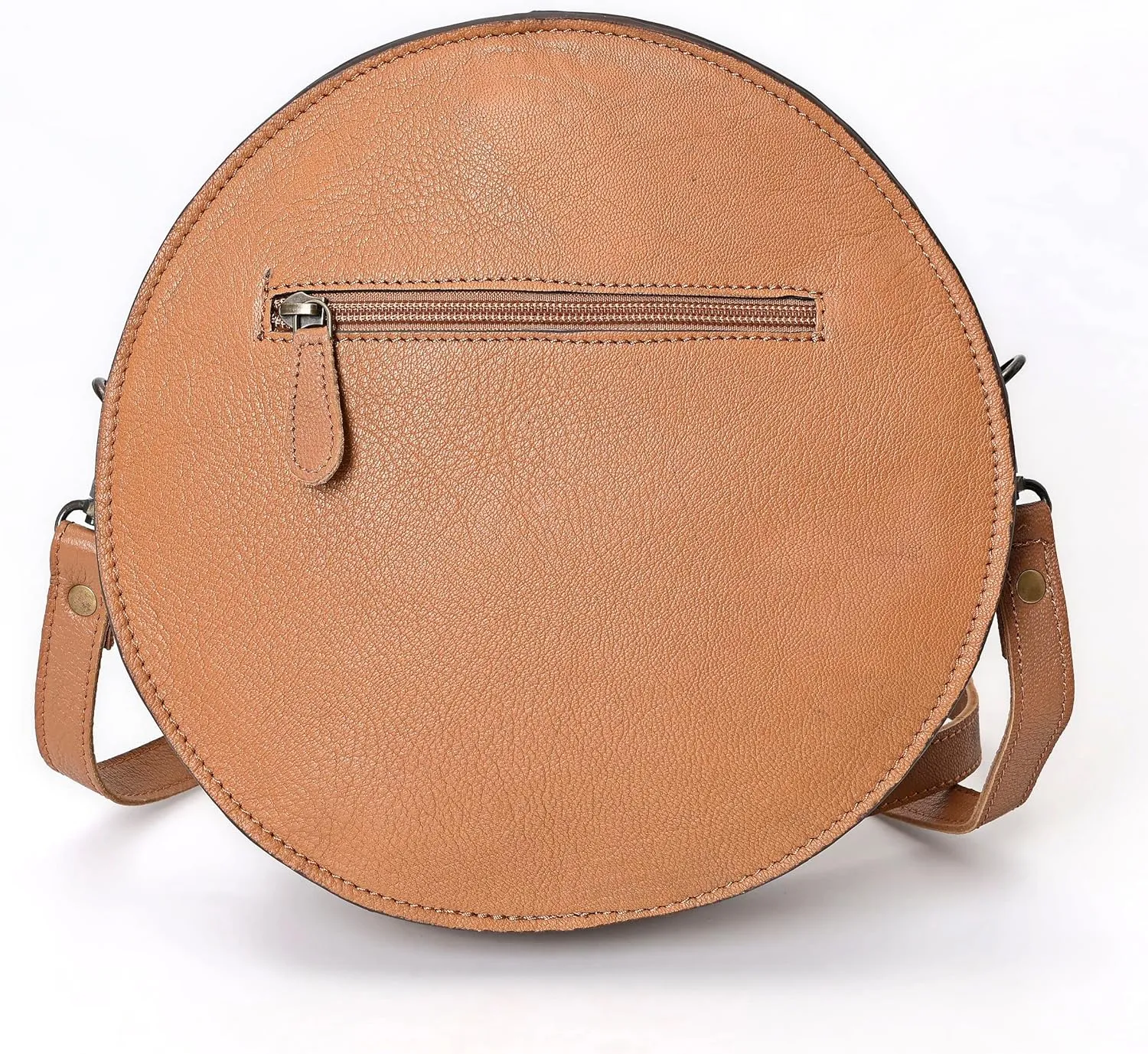 western Handtooled Cowhide Hairon Canteen Crossbody bag with Adjustable Detachable Leather Strap,Antique dye finish