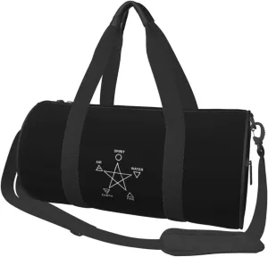 Wicca Metal, Wood, Water, Fire And Earth Travel Luggage Duffel Bag Sports Rolling Foldable Duffel Bag, Black