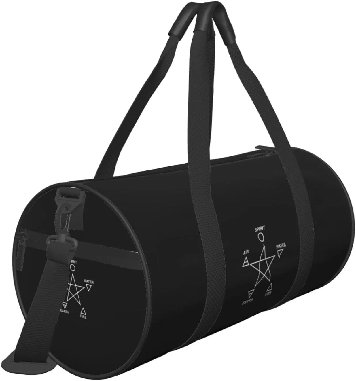 Wicca Metal, Wood, Water, Fire And Earth Travel Luggage Duffel Bag Sports Rolling Foldable Duffel Bag, Black
