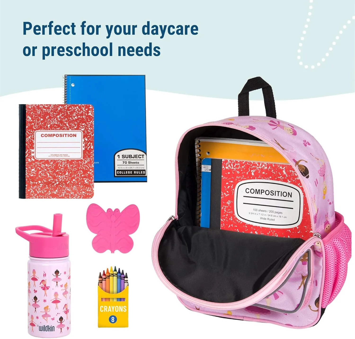 Wildkin 12-inch Kids Backpack – Padded, Adjustable, Ideal for Daycare & Travel - Ballerina