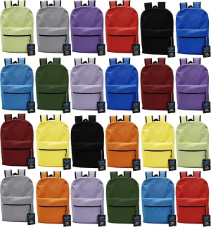 Winterlace 24 Pack Backpack, Bulk 17 inch Lightweight Outdoor Travel Gym Corporate Events Bag (Assorted)