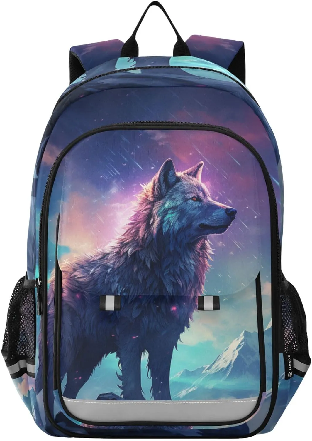 Wolf Mountain Meteor Backpack Kids School Bag Lightweight Laptop Backpack Elementary Capacity Student Bookbags for Travel Daypack with Reflective Stripes