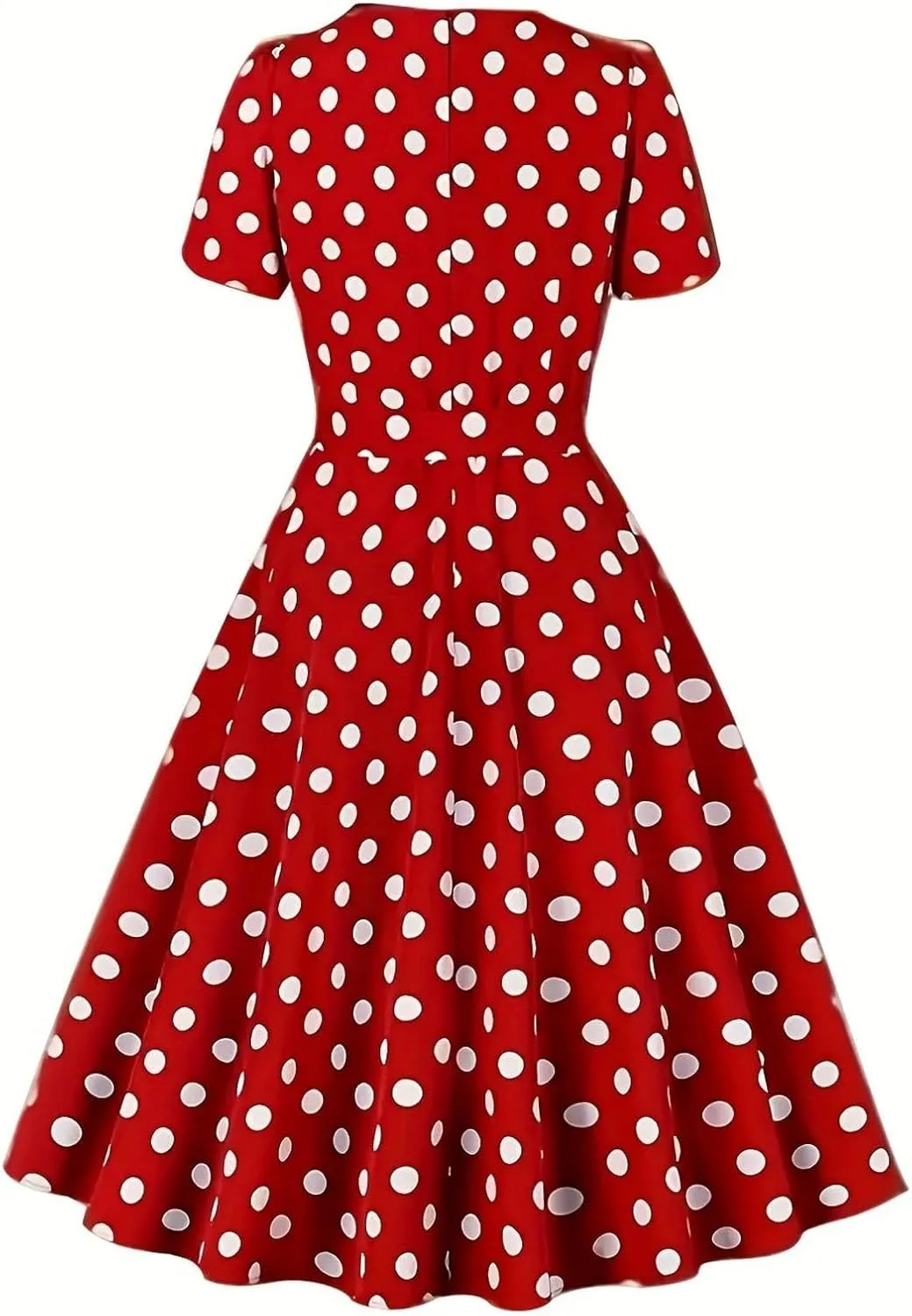 Women 50s Vintage Polka Dot Square Neck Cocktail Swing Dress 1950s Rockabilly Hepburn Prom Tea Party Dresses with Belt