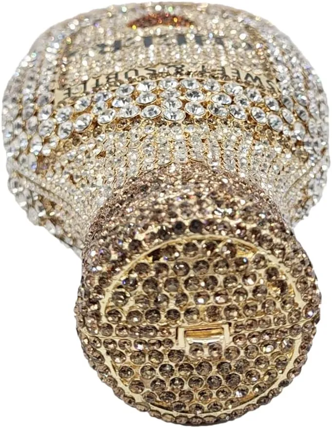 Women Champagne Bottle Rhinestone Clutch Unique Evening Bag Crystal Dinner Handbag Bride Purse for Party Cocktail
