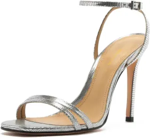 Women Chic Open Toe Stiletto High Heel Shiny Sandals Ankle Strap Summer Party Evening Dress Dance Shoes Size 4-16 US