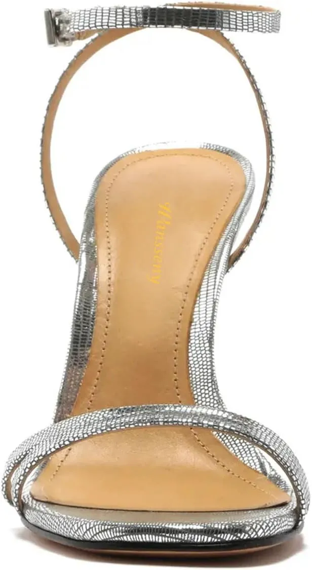 Women Chic Open Toe Stiletto High Heel Shiny Sandals Ankle Strap Summer Party Evening Dress Dance Shoes Size 4-16 US