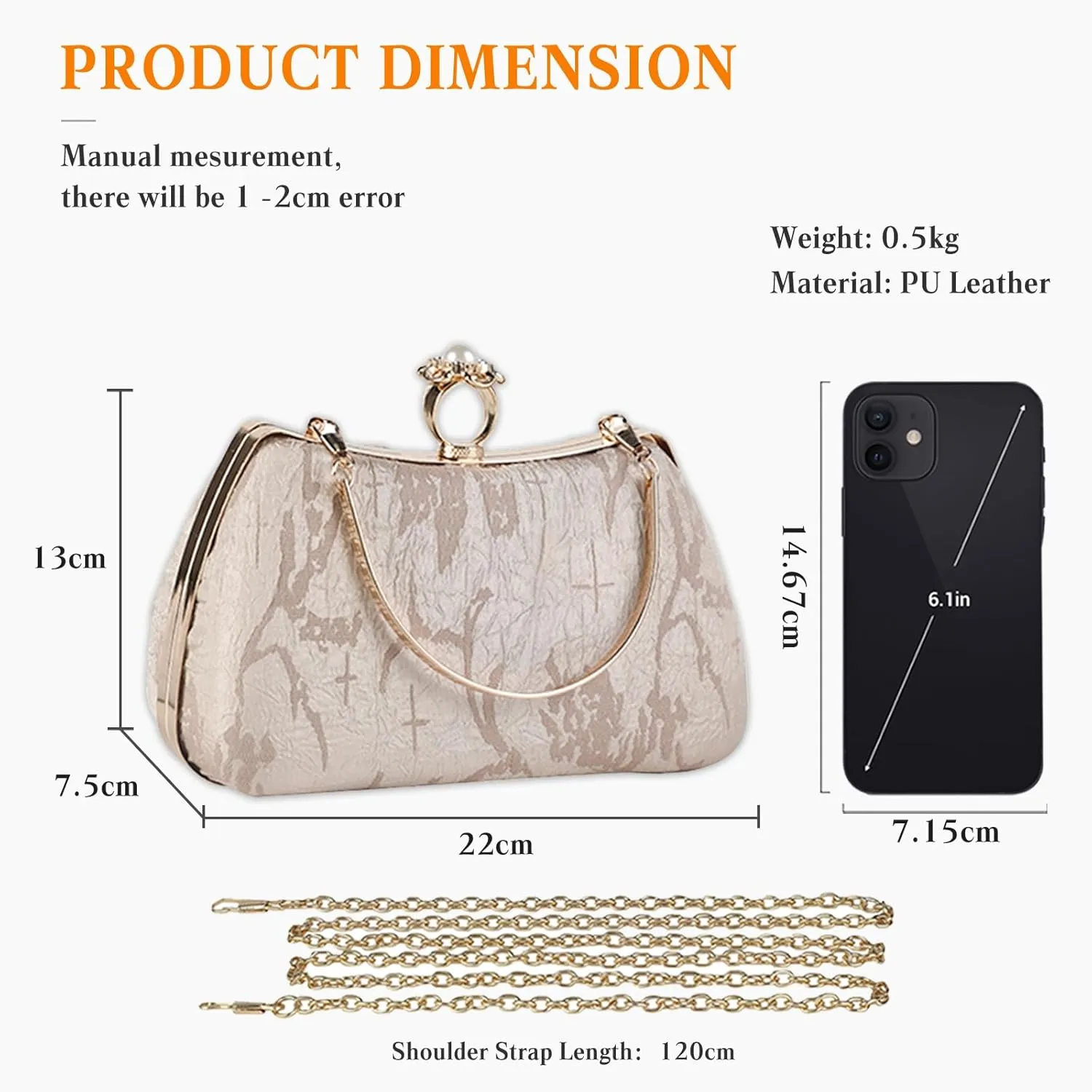Women Evening Bag Pearl Clutch Bag Bridal Wedding Purse Beaded Handbag Shoulder Bag Elegant Crossbody Bag