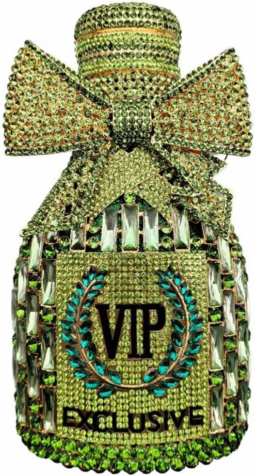 Women Rhinestone Clutch Purse Champagne Bottle Evening Bag Bling Diamond Handbag Unique Bride Purse for Paty Wedding