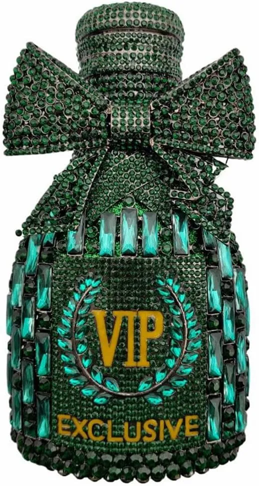 Women Rhinestone Clutch Purse Champagne Bottle Evening Bag Bling Diamond Handbag Unique Bride Purse for Paty Wedding