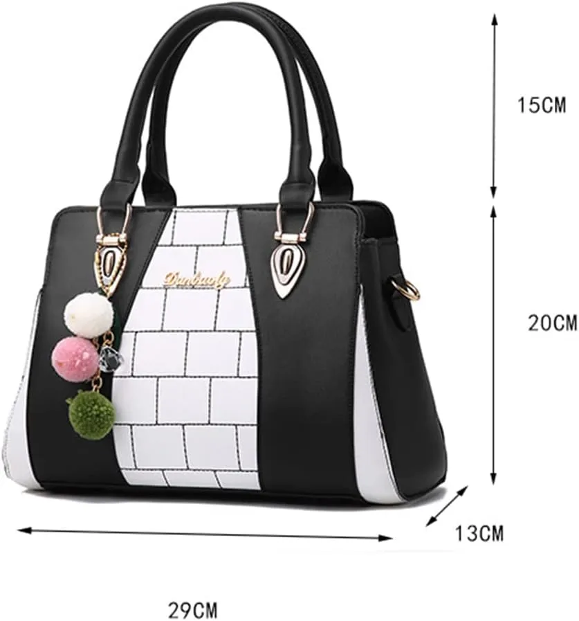 Women Top Handle Shoulder Handbag Color-blocking print Crossbody Bags
