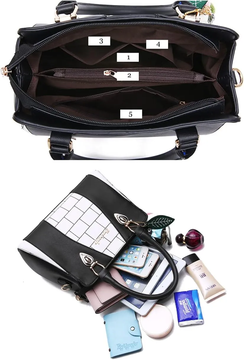 Women Top Handle Shoulder Handbag Color-blocking print Crossbody Bags