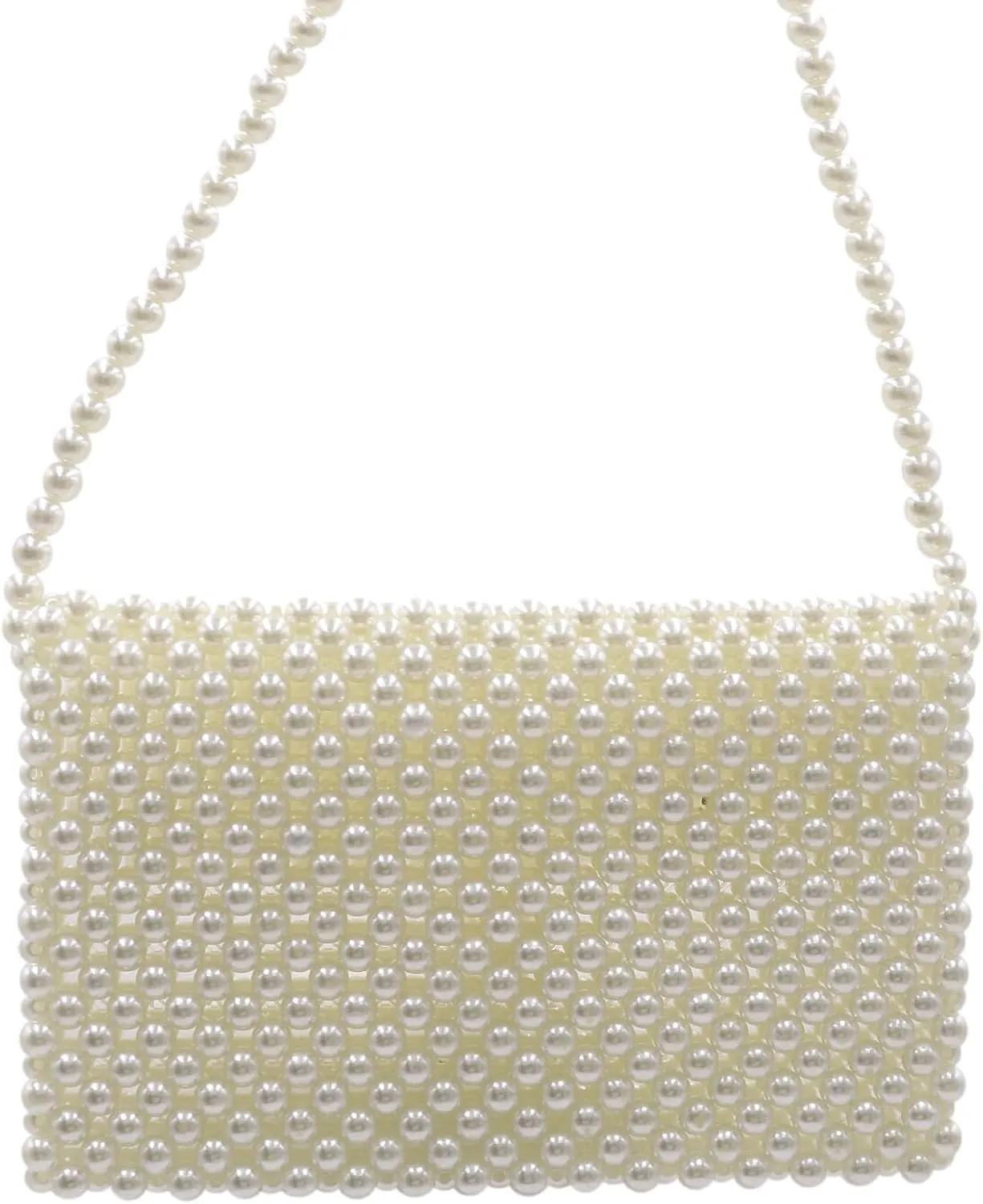 Women White Beaded Pearl Handbag Purse Vintage Pearl Clutch Pearl Bag Pearl Wrislet Mini Evening Bag for Party (Big)