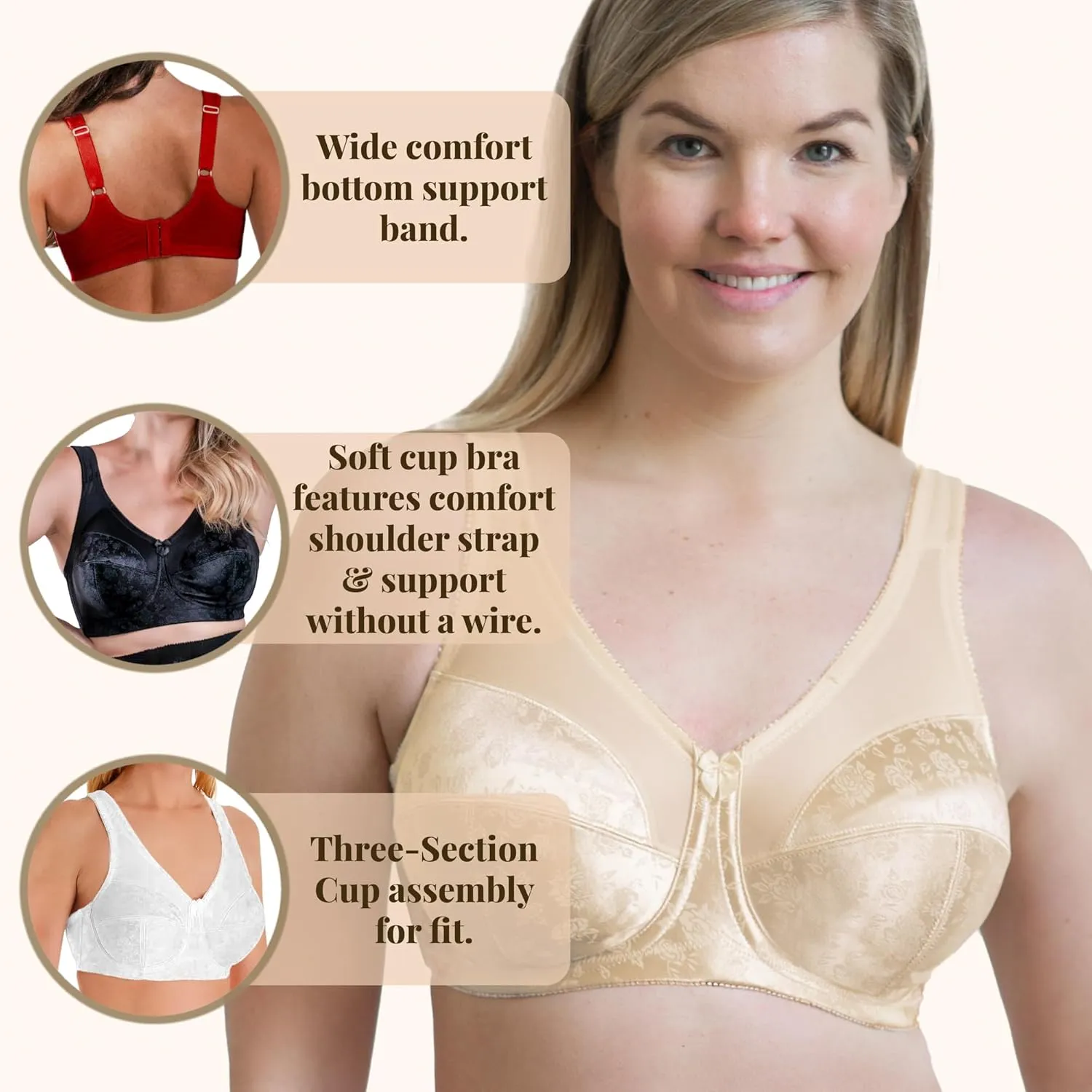 Women's 7102 Full Figure Wireless Seamed Cup Bra